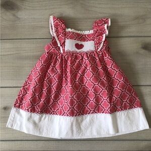 Stellybelly Pink & White Heart Smocked Dress